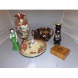 MIXED LOT OF CHINA ROYAL WINTON DISH,TWO LUSTRE JUGS ETC