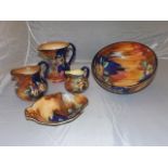 H & |k TUNSTAL "VIOLA" BOWL ,DISH & 3 VARIOUS JUGS