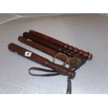 FOUR WOODEN POLICEMANS TRUNCHEONS