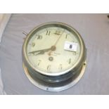 CHROME SHIPS BULKHEAD CLOCK BY BARRY & MACKAY ABERDEEN