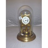 GERMAN 400 DAY ANNIVERSARY BRASS CLOCK IN GLASS DOME COVER