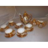 15 PC COFFEE SET, GILT & FLORAL DECORATION