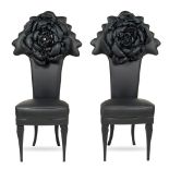 Pair of "Black Flower" chairs 20th century 147x48x55 cm.