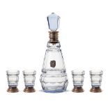 A glass liquor set Bohemia, early 20th century h. 24 cm.