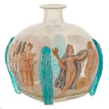 A colored and enamelled glass bottle Italy, around 1930 13.5x14 cm.