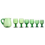 A green glass calice service 20th century