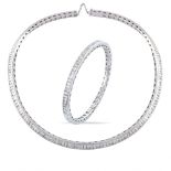 18kt white gold and diamond parure peso 76 gr.