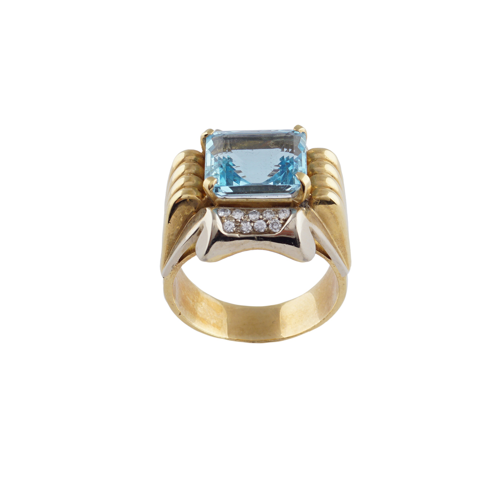 18kt yellow and white gold bridge ring peso 18,7 gr. - Image 2 of 3