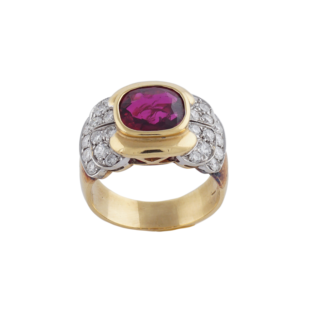 18kt yellow and white gold ring with ruby 1950/60ies peso 14,06 gr. - Image 2 of 4