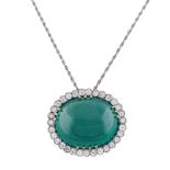 Cabochon cut pendant emerald ct 73 peso 37 gr.