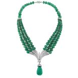 Mauboussin, platinum and emerald collier France, 1930/40ies peso 95 gr.