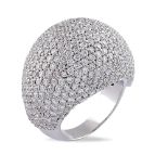 18kt white gold and diamond bombe' ring peso 21 gr.