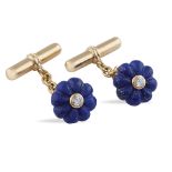 18kt gold and lapis lazuli cuff links peso 8 gr.