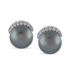 18kt white gold and Tahiti pearl earrings peso 12 gr.