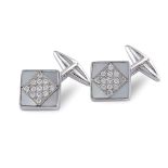 18kt white gold squared cuff links peso 4 gr.
