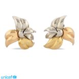 18kt three color gold lobe earrings peso 15 gr.