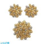 18kt yellow and white satin gold parure peso 34 gr.