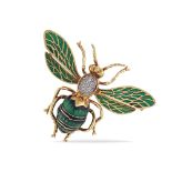 18kt gold bee shaped brooch 1950/60ies peso 20,1 gr.