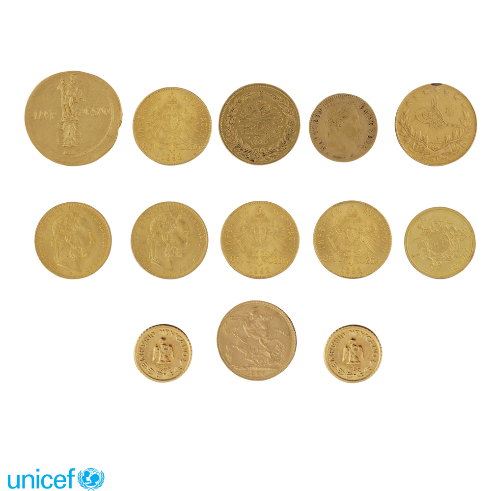 Group of 13 18kt - 22kt gold coins peso complessivo 68 gr. - Image 2 of 2