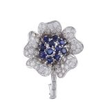 Bvlgari, 18kt white gold flower brooch 1950/60ies peso 13,6 gr.