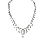 18kt white gold and diamond collier 1950/60ies peso 65,7 cm.