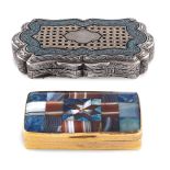 Two silver and hard stones snuff boxes 19th - 20th century