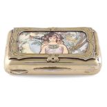 Vermeil silver snuff box with miniature Italy, 20th century peso 172 gr.