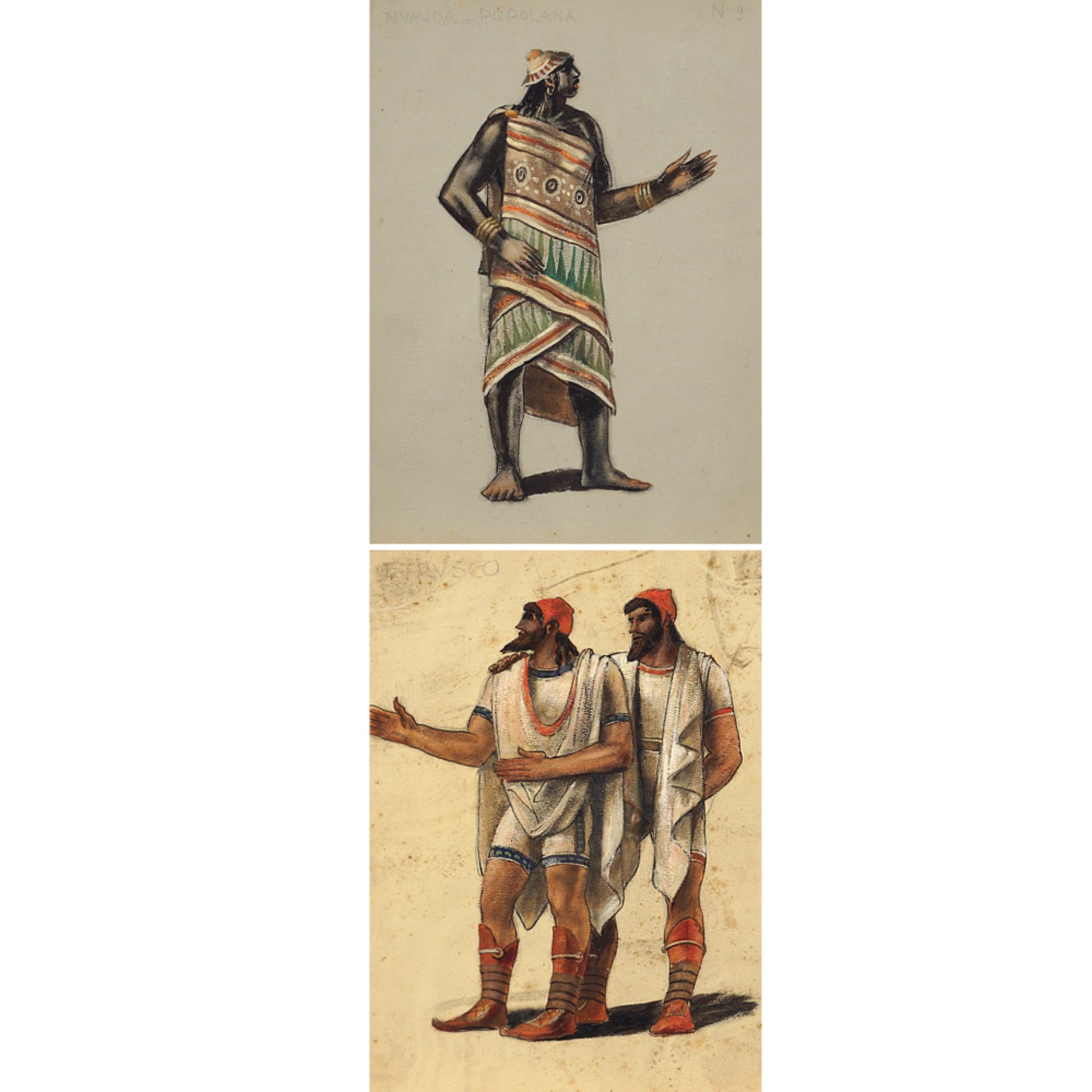 Costume sketches for "Le Troiane" Italy, 20th century 35,5x33 cm - Bild 3 aus 3