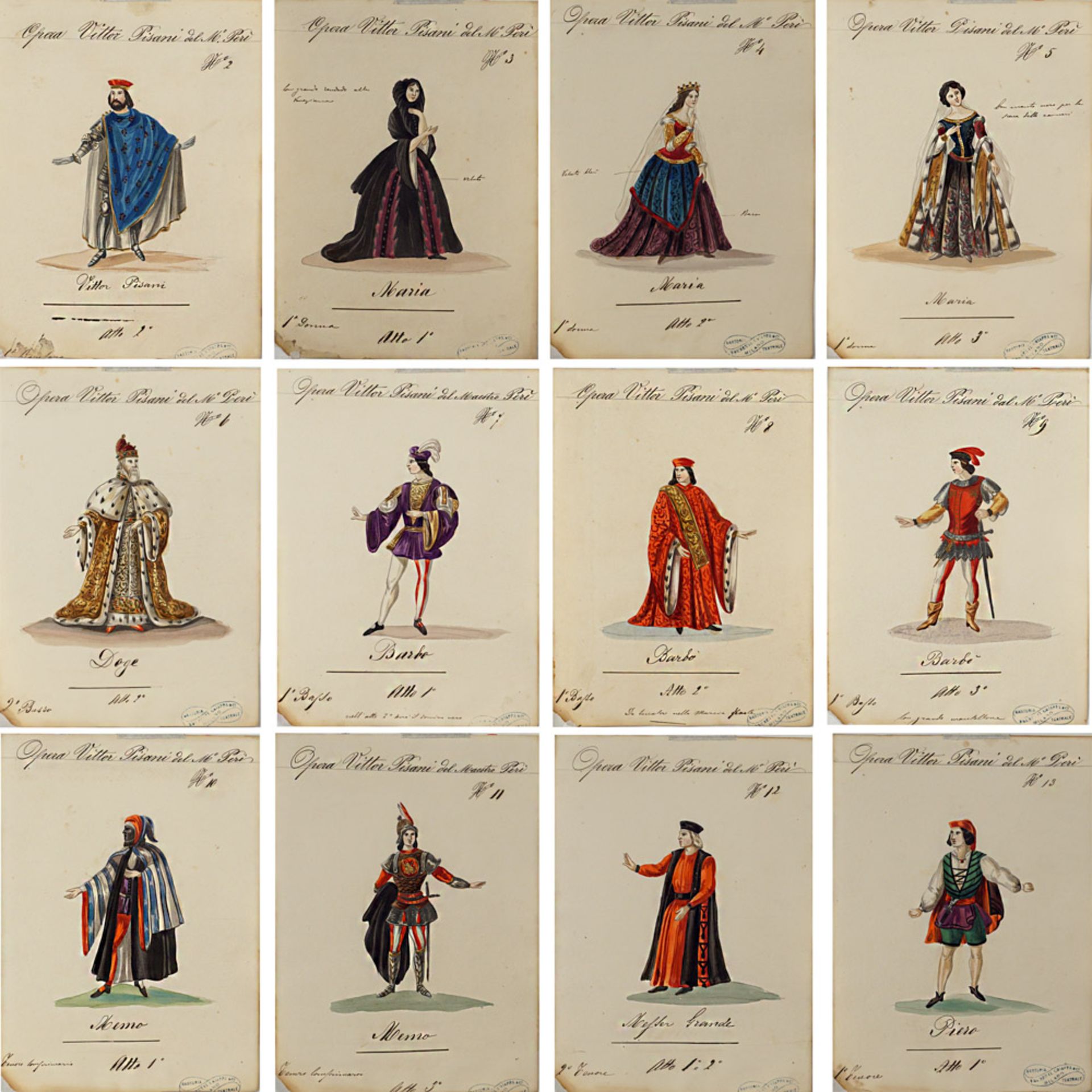 Costume sketches for "Vittor Pisani" Milan, 1900 circa 28x21 cm - Bild 2 aus 3