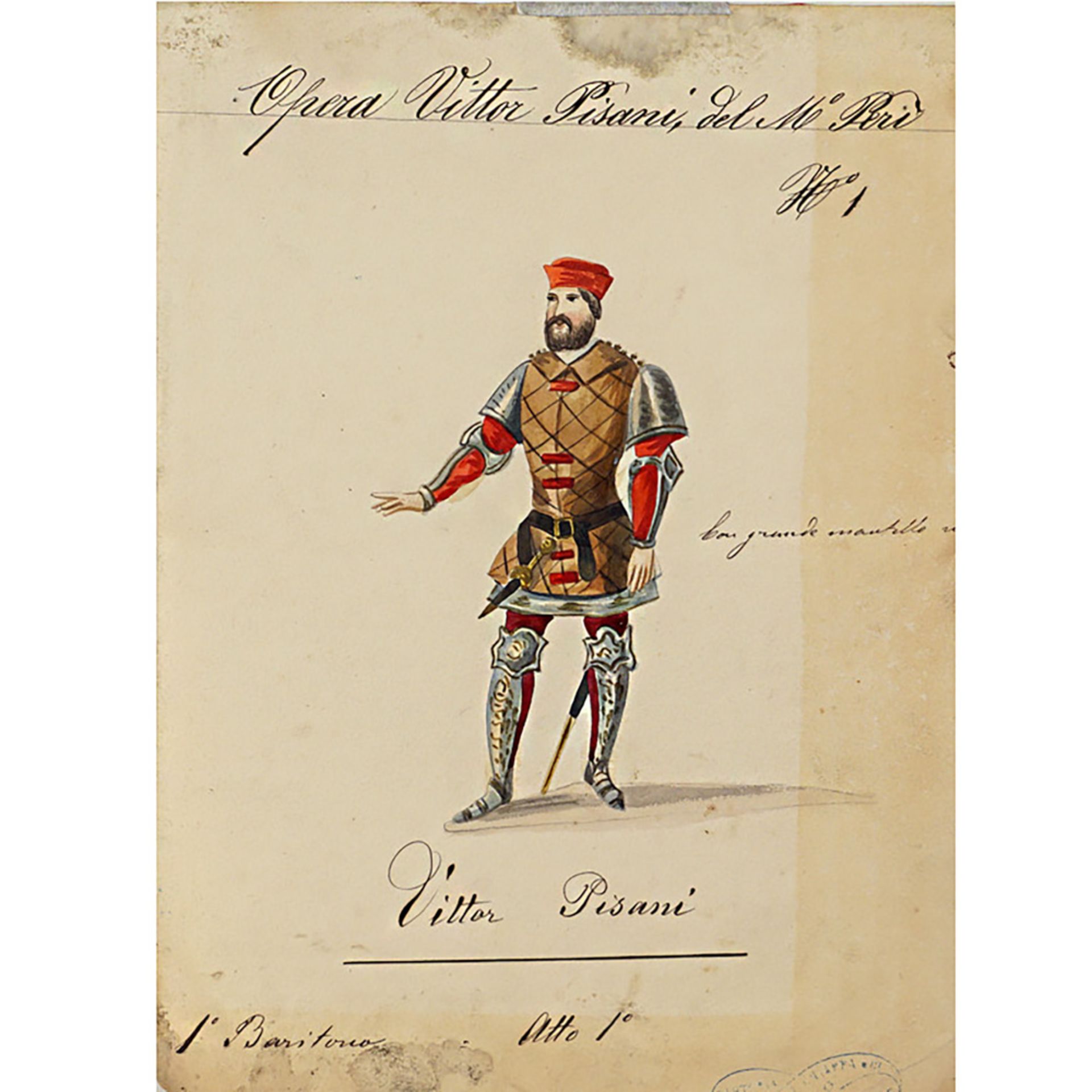 Costume sketches for "Vittor Pisani" Milan, 1900 circa 28x21 cm