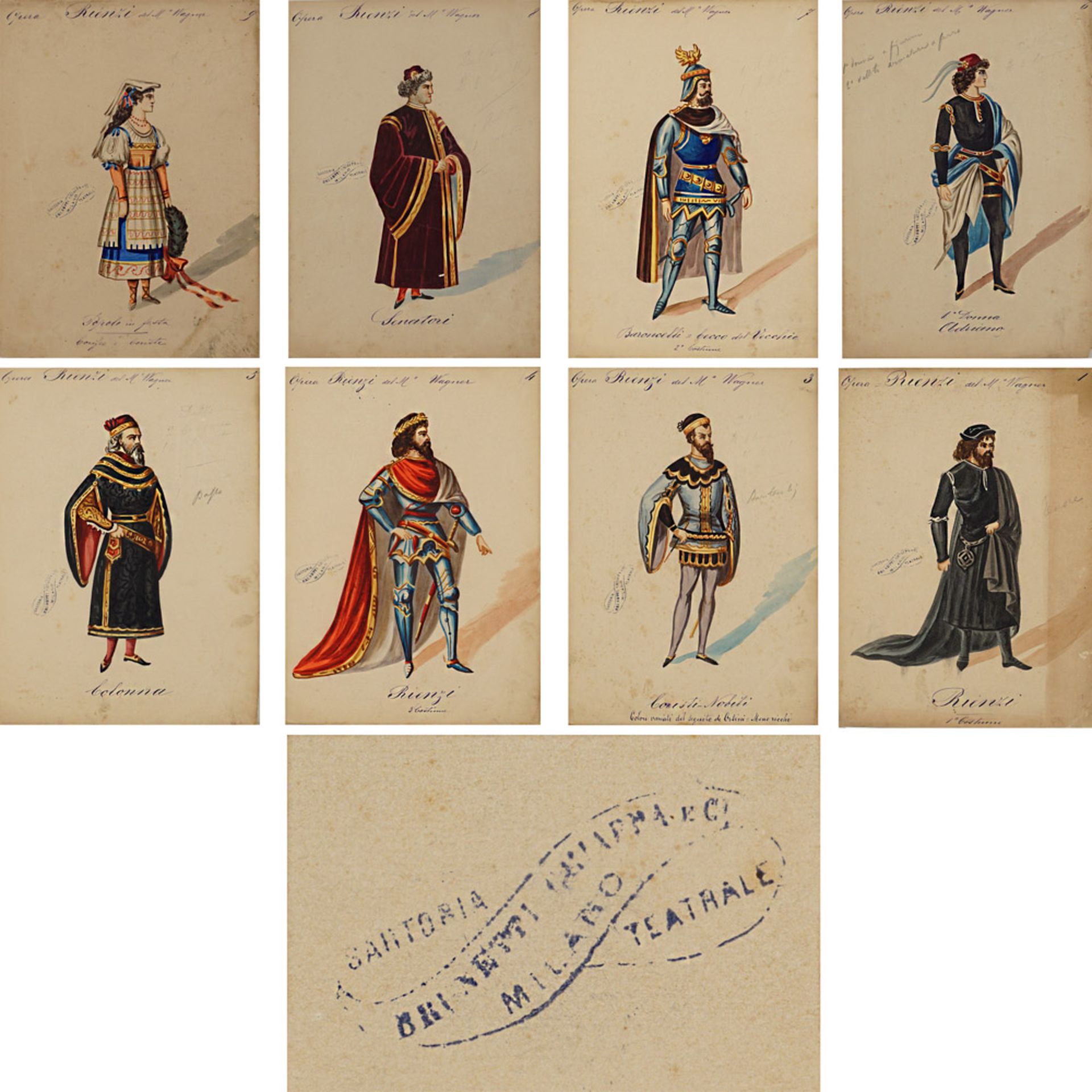 Costume sketches for "Rienzi" Venice, 1874 circa 32,5x23,3 cm - Bild 4 aus 4