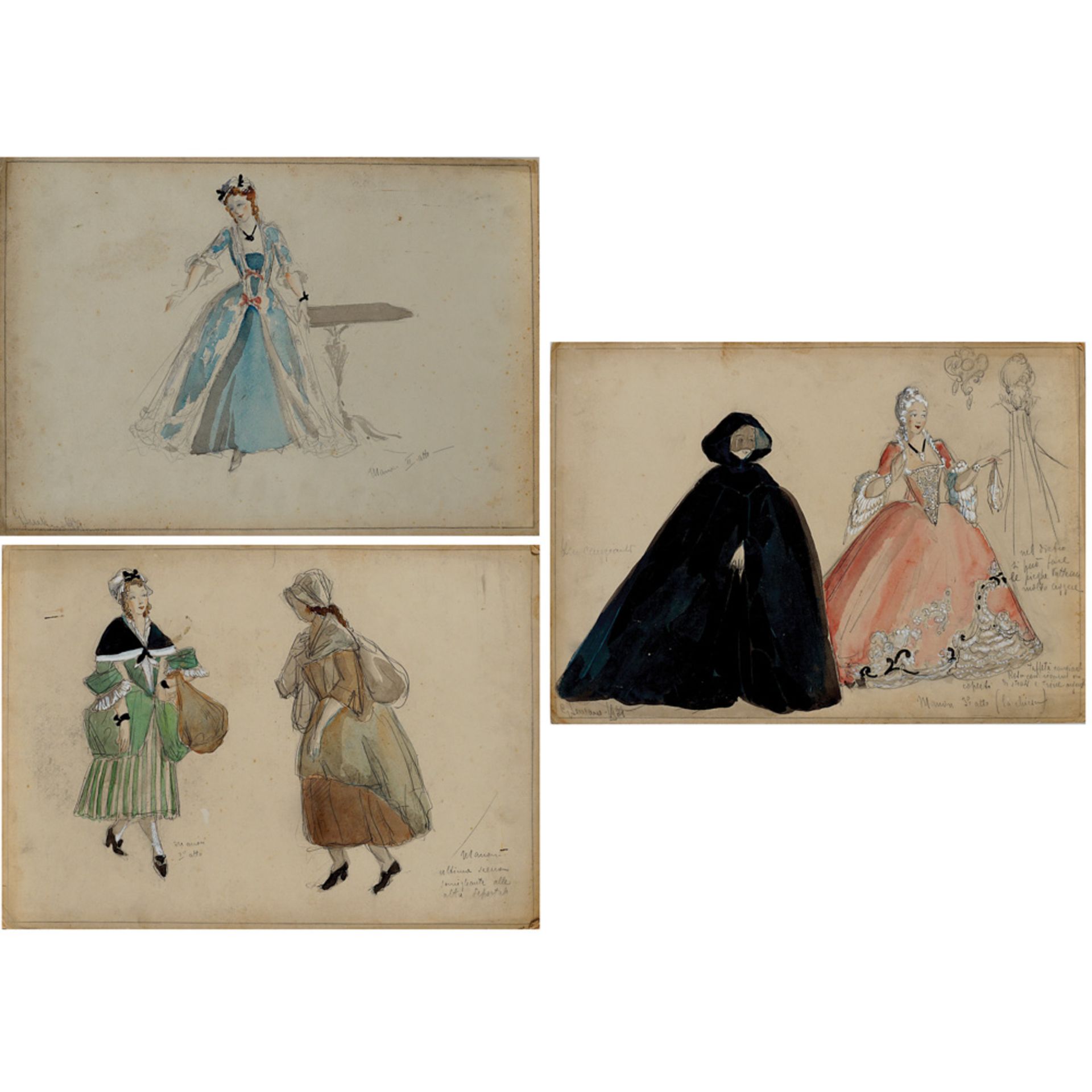 Costume sketches for "Manon Lescaut" Italy, 20th century 35,5x50 cm - Bild 2 aus 2