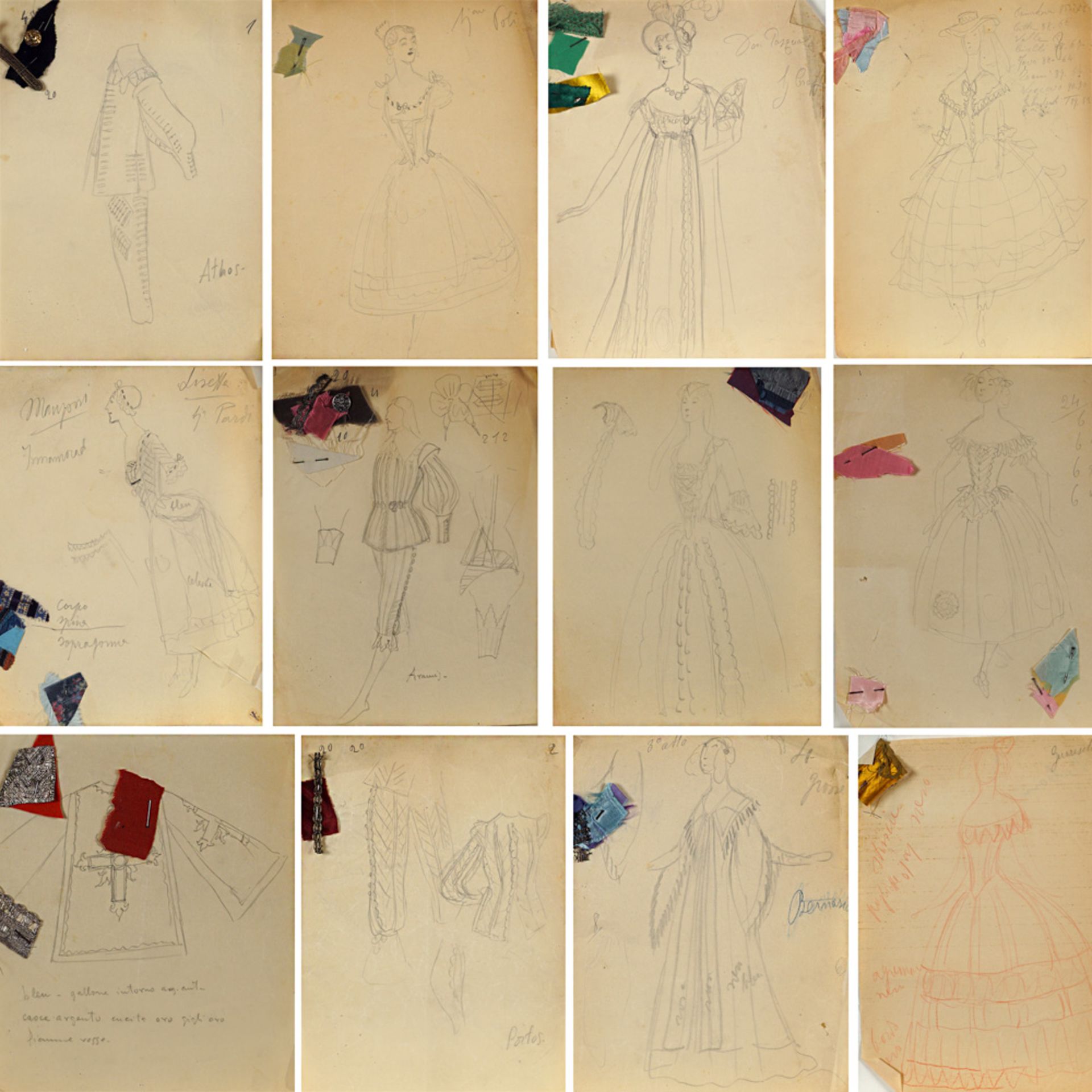 Costume sketches Italy, 20th century 28x22 cm. - Bild 2 aus 2