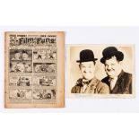 Film Fun 861 (1936) with Laurel and Hardy picture plate 10 x 8 ins (printed signatures) NB This