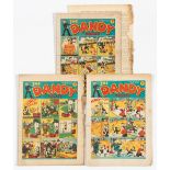 Dandy No 32, 33, 34 (1938). 32: Bright colours, small piece out of cover edge, page 13 has well