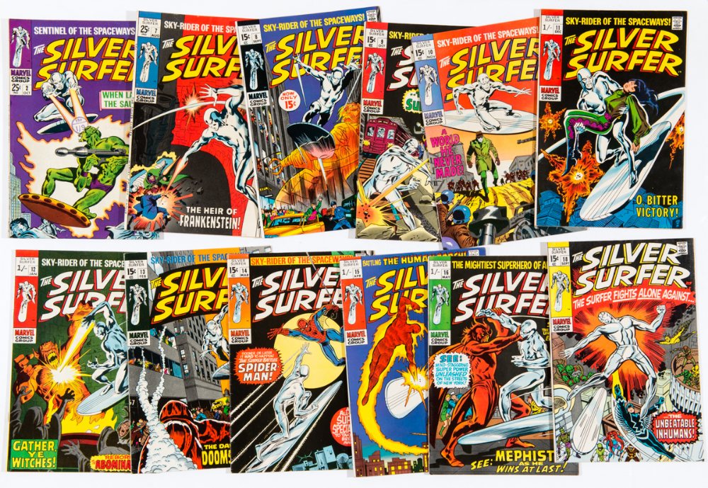 Silver Surfer (1968-70) 2, 7-16, 18. (Cents copies 7-10, 13, 14) [fn-vfn+] (12). No Reserve