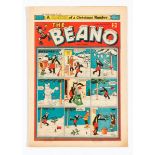 Beano 805 Xmas (1957). Thumb-size piece out of back cover margin [fn]