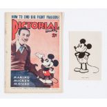 Pictorial Weekly 1609 (1930). Walt Disney cover and centre page 'Making Mickey Mouse article'.