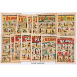 Beano (1954-56). (1954): 604, 607, (1955): 12 issues between 671-698, (1956): 8 issues between 719-