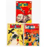 Batman 52, 57, 62 (1949-50). 52: Lightly glued spine, clear tape to front/back vertical cover