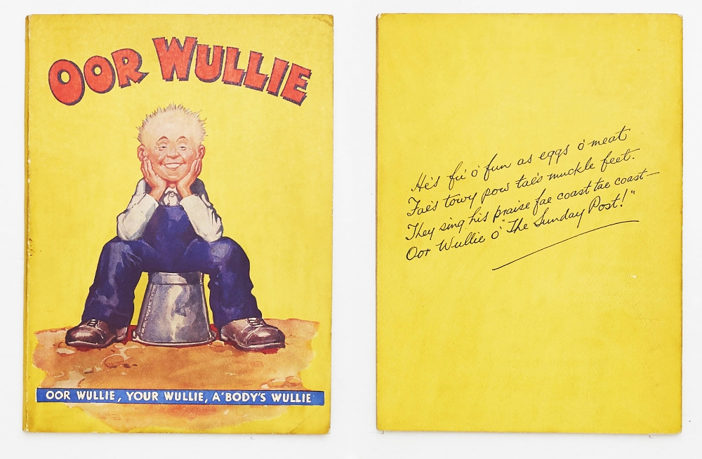 Oor Wullie Book 1 (1941). The Wee Lad on his upturned bucket by Dudley Watkins. Bright fresh