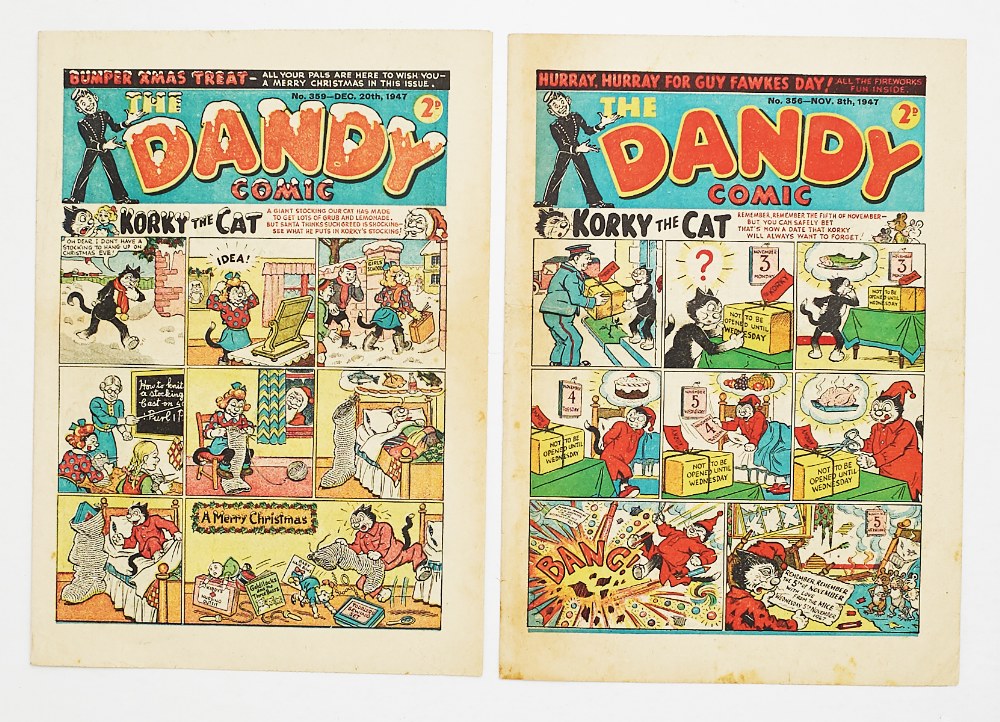 Dandy 359 Xmas (1947) [fn-] with 356 Fireworks (1947) [vg] (2)