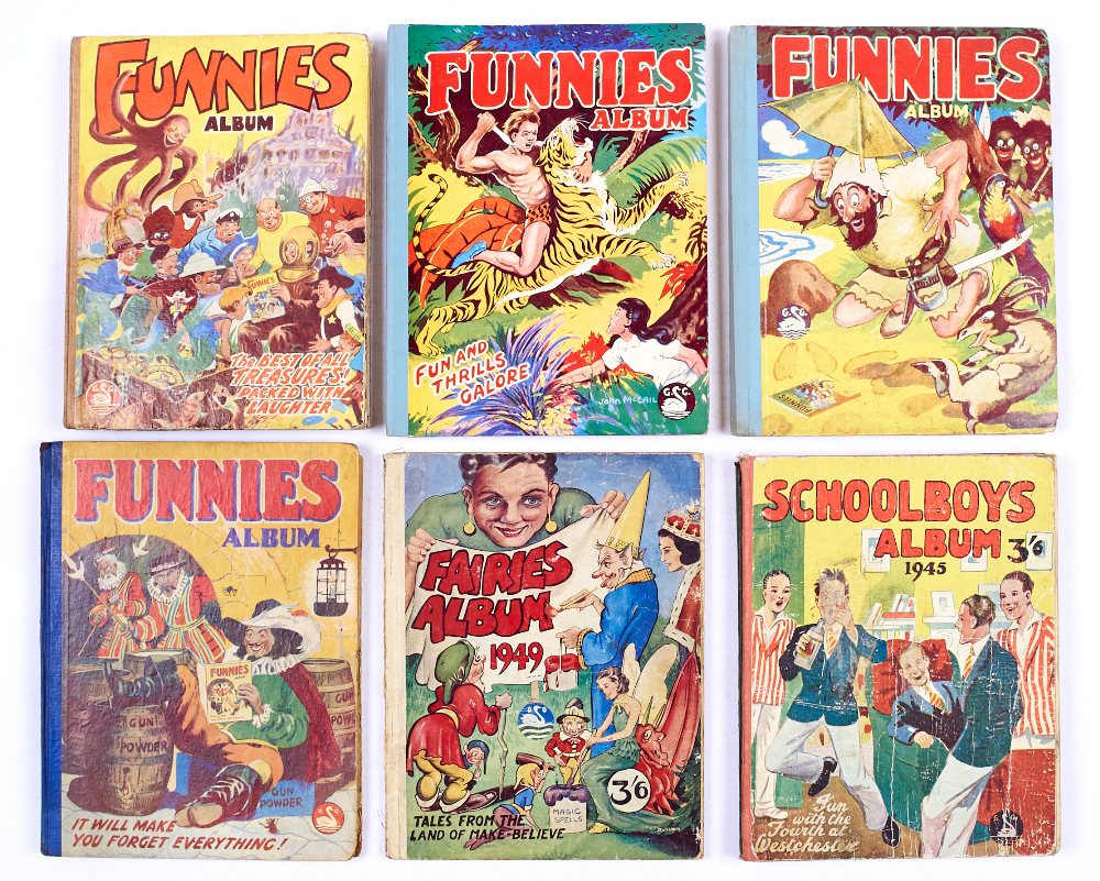 G.G. Swan Albums (1945-56). Funnies Album 1950, 1952, 1953, 1956. Fairies Album 1949, Schoolboys