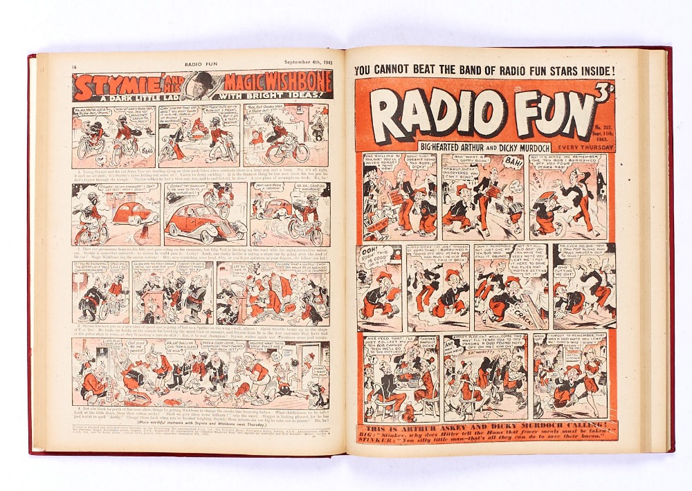 Radio Fun (Jul-Dec 1943) 247-272. In half-year bound volume. Propaganda war issues. Starring Big-