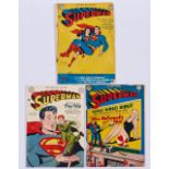 Superman (1949-50) 57, 58, 63. #57: worn covers, rusty staples [gd], #58: amateur restoration to