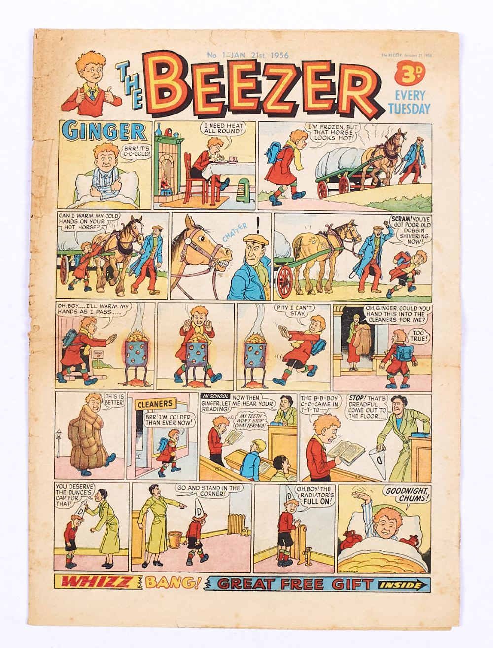 Beezer No 1 (1956). Starring Ginger by Dudley Watkins, Pop, Dick and Harry, Mick on the Moon and the