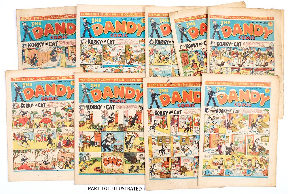 Dandy (1944) 257-282 Xmas. Complete year of fortnightly propaganda war issues. First Black Bob by