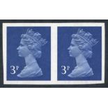 1973 3p ultramarine (1 centre band) Imperf pair UM, SG.X856a. (2) Cat. £350