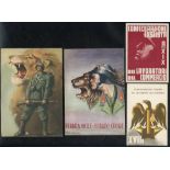 1930's-40's colourful propaganda cards (2) depicting a soldier with lion background, also 1940's