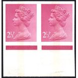 1971-96 2½p magenta (1 centre band) Imperf lower marginal pair, small marks in margin o/w fine UM,